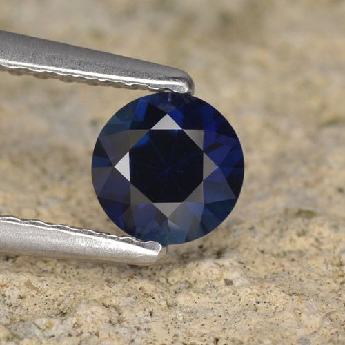 0.58ct Натуральный Темно-синий Сапфир, Круглый, Чистота VVS
