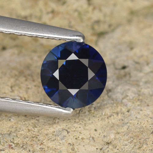0.62ct Натуральный Темно-синий Сапфир, Круглый, Чистота VVS