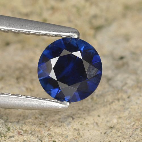 0.59ct Натуральный Темно-синий Сапфир, Круглый, Чистота VVS
