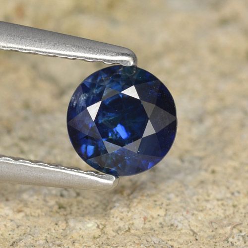 0.62ct Натуральный Темно-синий Сапфир, Круглый, VS-SI