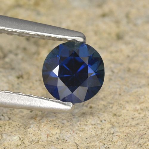 0.51ct Натуральный Темно-синий Сапфир, Круглый, Чистота VVS