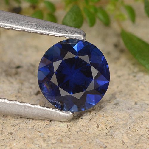 0.68ct Натуральный Темно-синий Сапфир, Круглый, Чистота VS