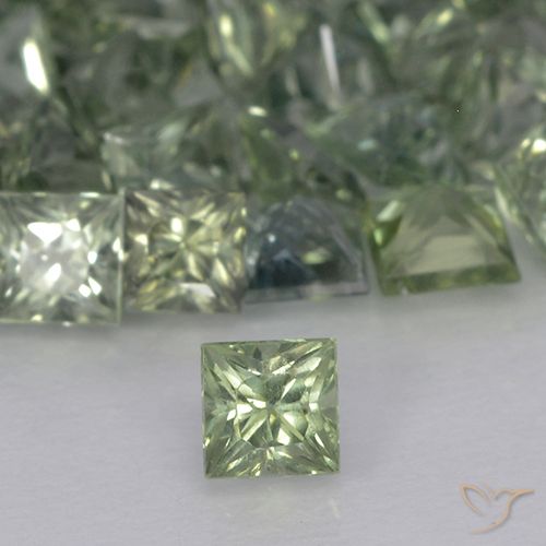 0.22ct Натуральный Светло-зеленый шалфей Сапфир, Квадрат, VVS-VS