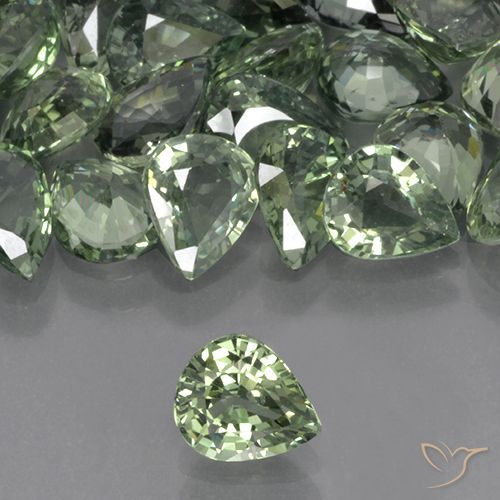0.68ct Натуральный Светло-зеленый Сапфир, Форма груши, VVS-VS