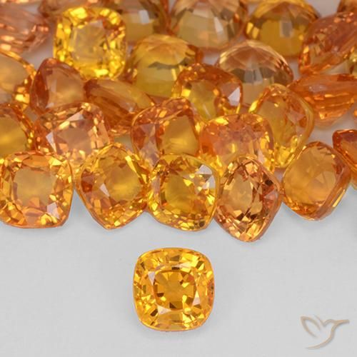 0.44ct Натуральный Ярко-оранжевый Сапфир, Подушка, VVS-VS