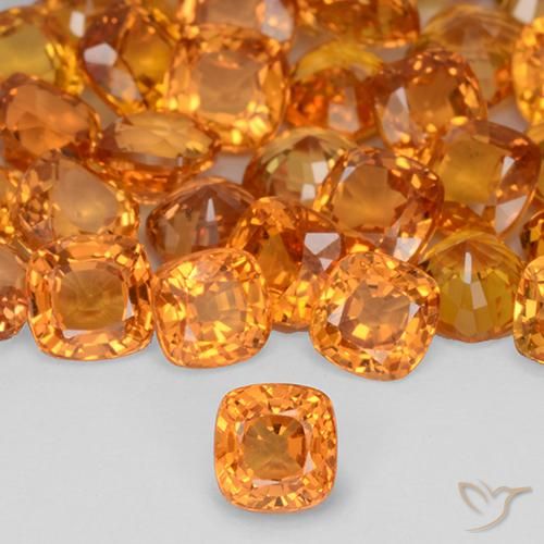 0.52ct Натуральный Ярко-оранжевый Сапфир, Подушка, VVS-VS