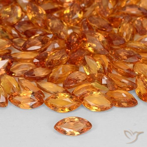0.19ct Натуральный Ярко-оранжевый Сапфир, Маркиза, VVS-VS