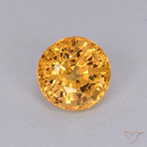 1.05ct Натуральный Золотой Сапфир, Круглый, Чистота VVS