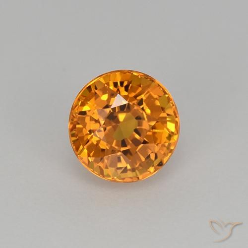 0.98ct Натуральный Глубокий оранжево-золотой Сапфир, Круглый, Чистота VVS