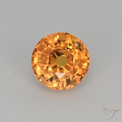 1.00ct Натуральный Темно-оранжевый Сапфир, Круглый, Чистота VVS