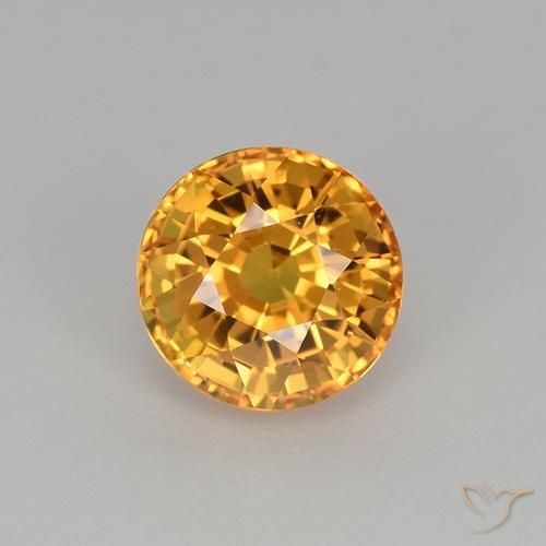 1.06ct Натуральный Глубокий оранжево-золотой Сапфир, Круглый, Чистота VVS