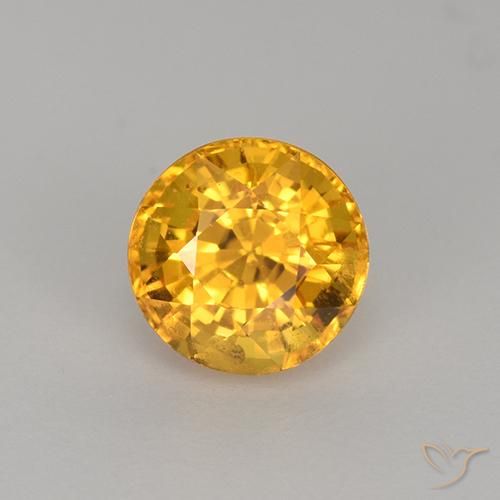 1.11ct Натуральный Темно-золотой апельсин Сапфир, Круглый, VVS-VS