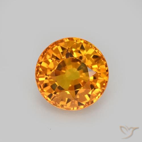 1.08ct Натуральный Глубокий оранжево-золотой Сапфир, Круглый, VVS-VS