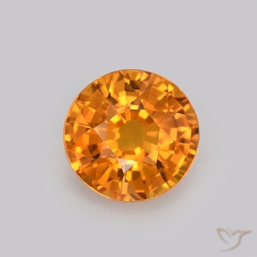 0.99ct Натуральный Глубокий оранжево-золотой Сапфир, Круглый, Чистота VVS