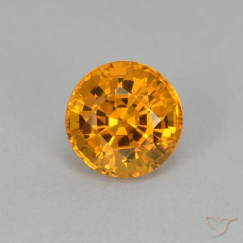 1.00ct Натуральный Глубокий оранжево-золотой Сапфир, Круглый, Чистота VVS