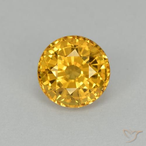 1.14ct Натуральный Глубокое золото Сапфир, Круглый, Чистота VVS