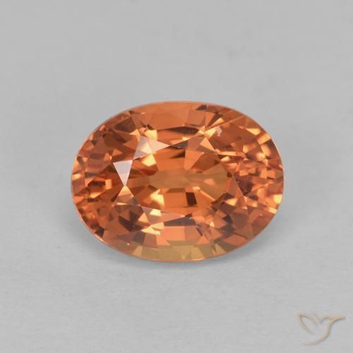 1.00ct Натуральный Теплый абрикосовый апельсин Сапфир, Овал, Чистота VVS