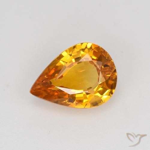 0.72ct Натуральный Золотой Сапфир, Форма груши, Чистота VVS