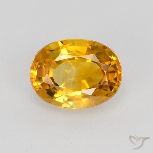 0.86ct Натуральный Темно-золотой апельсин Сапфир, Овал, Чистота VVS