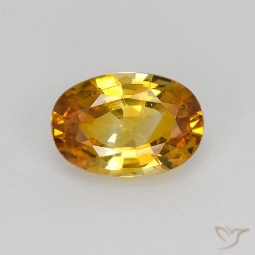 0.92ct Натуральный Оранжево-золотой Сапфир, Овал, Чистота VS