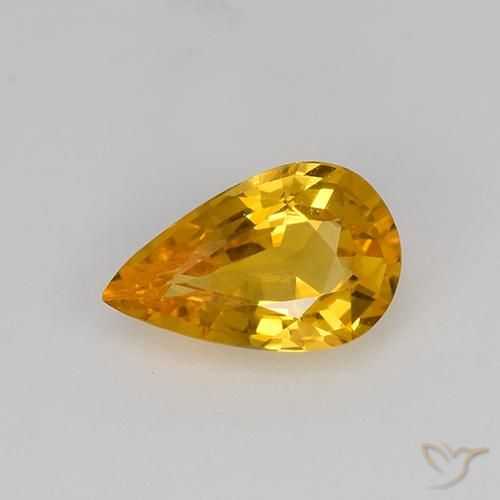 0.64ct Натуральный Средний оранжево-золотой Сапфир, Форма груши, Чистота VVS
