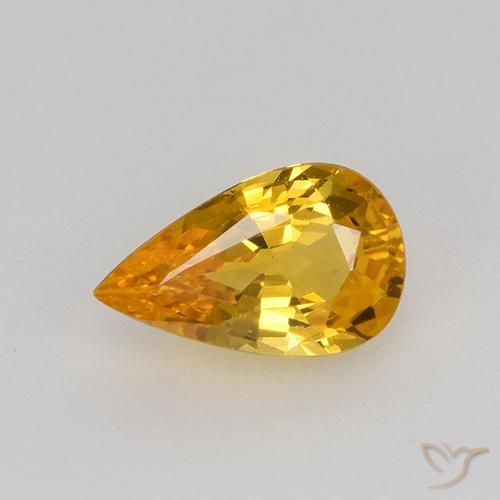 0.75ct Натуральный Глубокий оранжево-золотой Сапфир, Форма груши, Чистота VVS