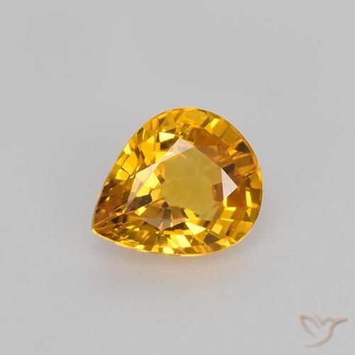 0.70ct Натуральный Темно-золотой апельсин Сапфир, Форма груши, Чистота VVS