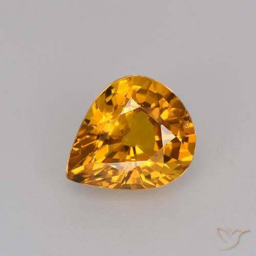 0.79ct Натуральный Золотой Сапфир, Форма груши, Чистота VS