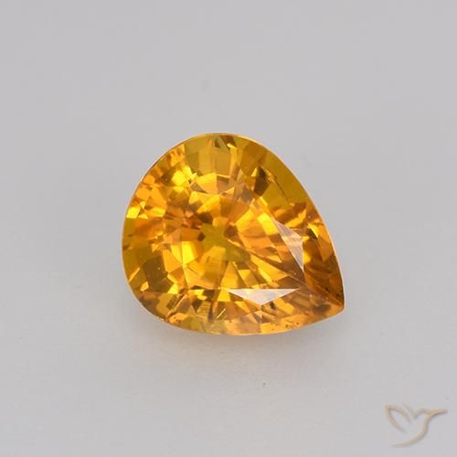 0.82ct Натуральный Глубокий оранжево-золотой Сапфир, Форма груши, VVS-VS