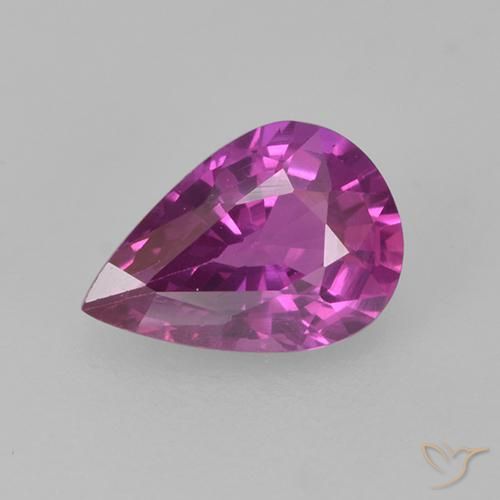 0.66ct Натуральный Глубокий розовато-фиолетовый Сапфир, Форма груши, Чистота VS
