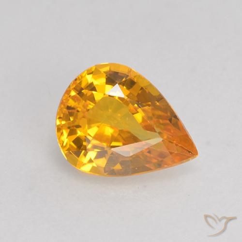 0.59ct Натуральный Глубокий оранжево-золотой Сапфир, Форма груши, Чистота VS