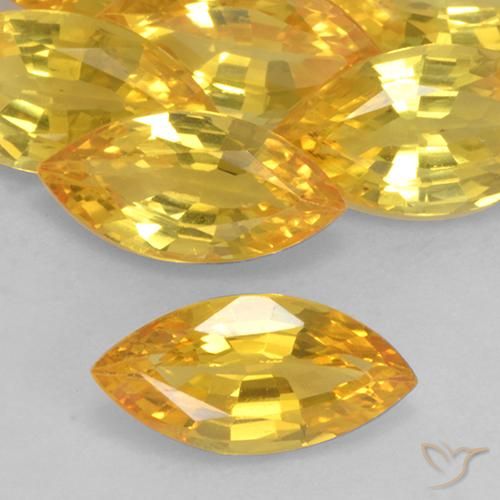 1.08ct Натуральный Золотой Сапфир, Маркиза, VVS-VS