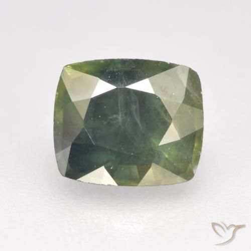 1.31ct Натуральный Зеленый шалфей Сапфир, Подушка, Чистота VS