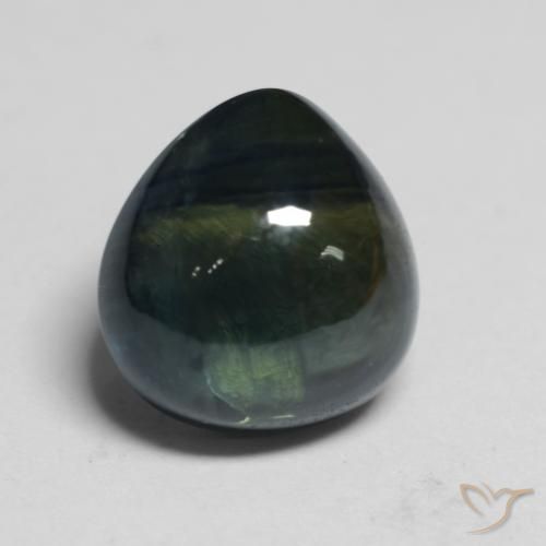1.82ct Натуральный Black Green Сапфир, Форма груши, Полупрозрачный