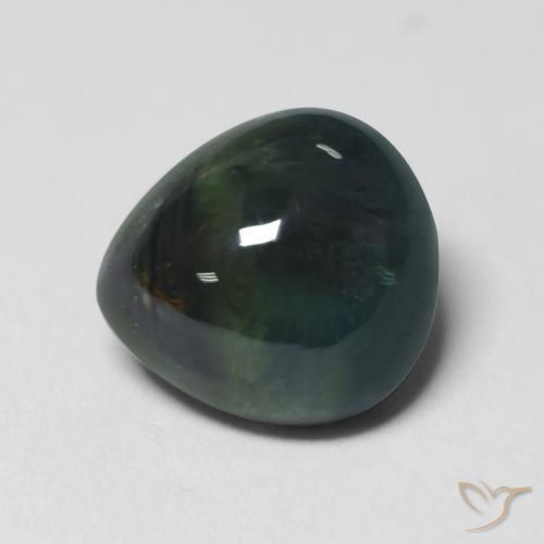 1.82 карата, натуральный Black Green Сапфир, Форма груши, Полупрозрачный