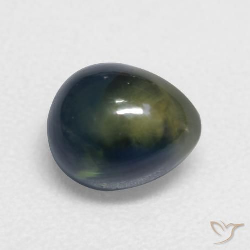 1.39ct Натуральный Темно-зеленый Сапфир, Форма груши, Полупрозрачный
