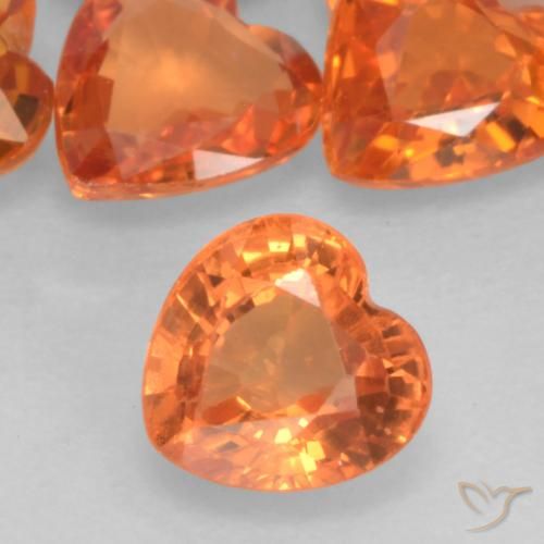 0.50ct Натуральный Средний апельсин Сапфир, Сердце, VVS-VS