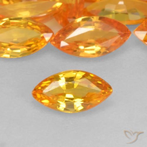 0.19ct Натуральный Ярко-оранжевый Сапфир, Маркиза, VVS-VS