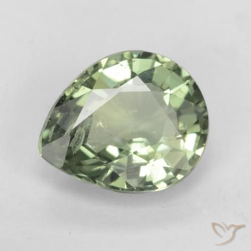 0.79ct Натуральный Medium Light Green Сапфир, Форма груши, Чистота VS