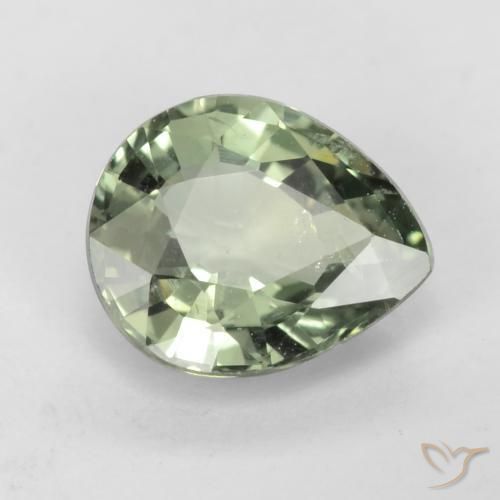 0.79 карата, натуральный Medium Light Green Сапфир, Форма груши, Чистота VS