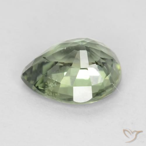 0.79 карата, натуральный Medium Light Green Сапфир, Форма груши, Чистота VS