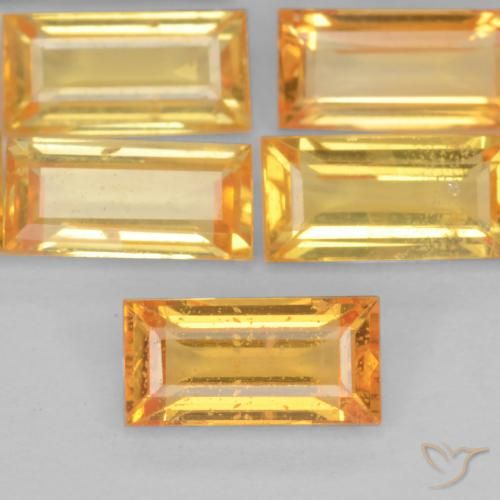0.44ct Натуральный Оранжево-золотой Сапфир, Огранка Багет, Чистота VS