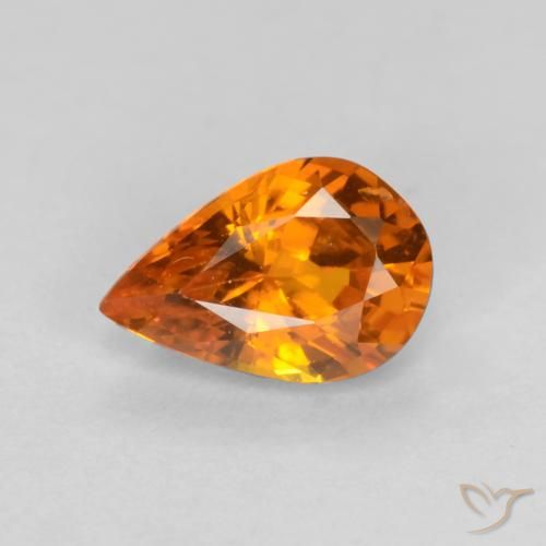 0.54ct Натуральный Темно-оранжевый Сапфир, Форма груши, Чистота VS