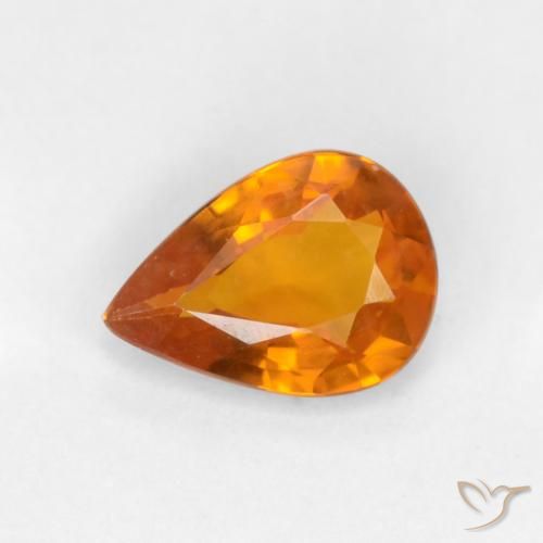 0.55ct Натуральный Темно-оранжевый Сапфир, Форма груши, VVS-VS