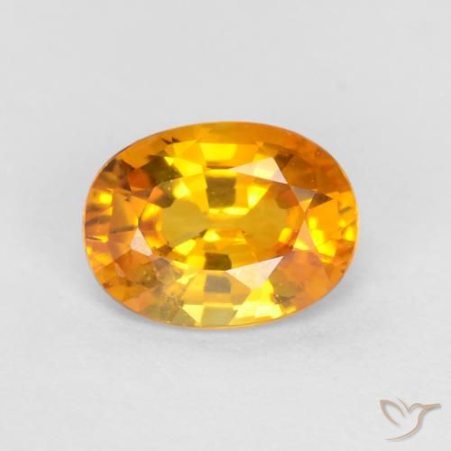 0.78ct Натуральный Ярко-оранжевый Сапфир, Овал, Чистота VS