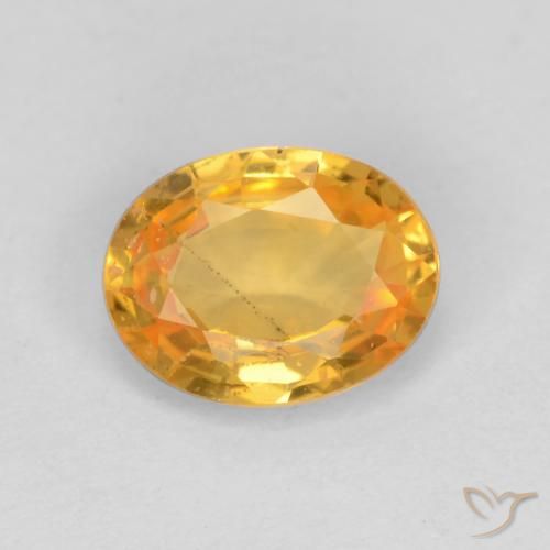 0.78ct Натуральный Средне-светлый оранжево-золотой Сапфир, Овал, Чистота VS