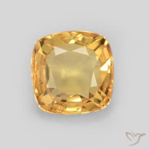 0.64ct Натуральный Средне-темный золотистый Сапфир, Подушка, Чистота VS