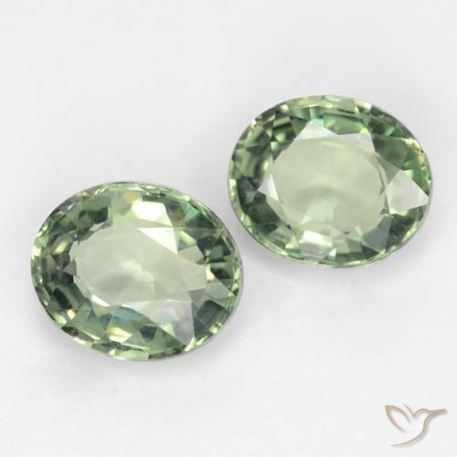 1.58 карата, натуральный Medium Light Green Сапфир, Овал, VVS-VS