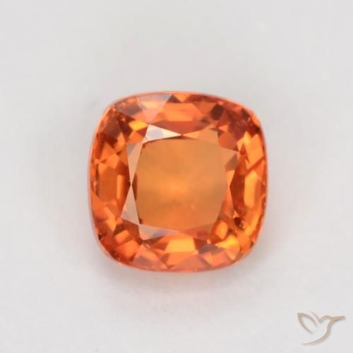 0.50ct Натуральный Ярко-оранжевый Сапфир, Подушка, Чистота VS