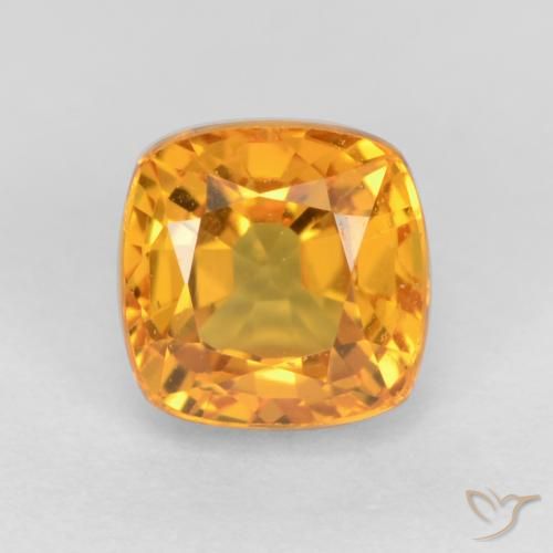 0.77ct Натуральный Глубокий оранжево-золотой Сапфир, Подушка, Чистота VS